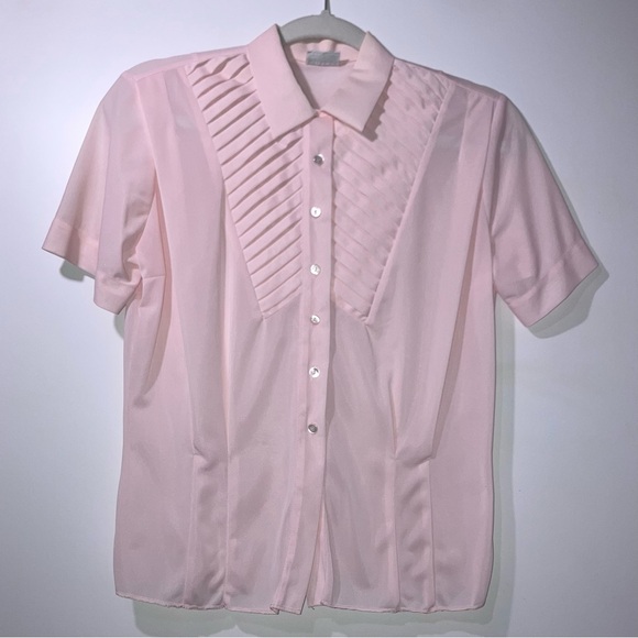 Vintage Tops - 👚 VINTAGE Pink “The Pilot Blouse,” small — EUC